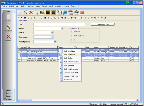 Screenshot for Bookmanager 2.1.0